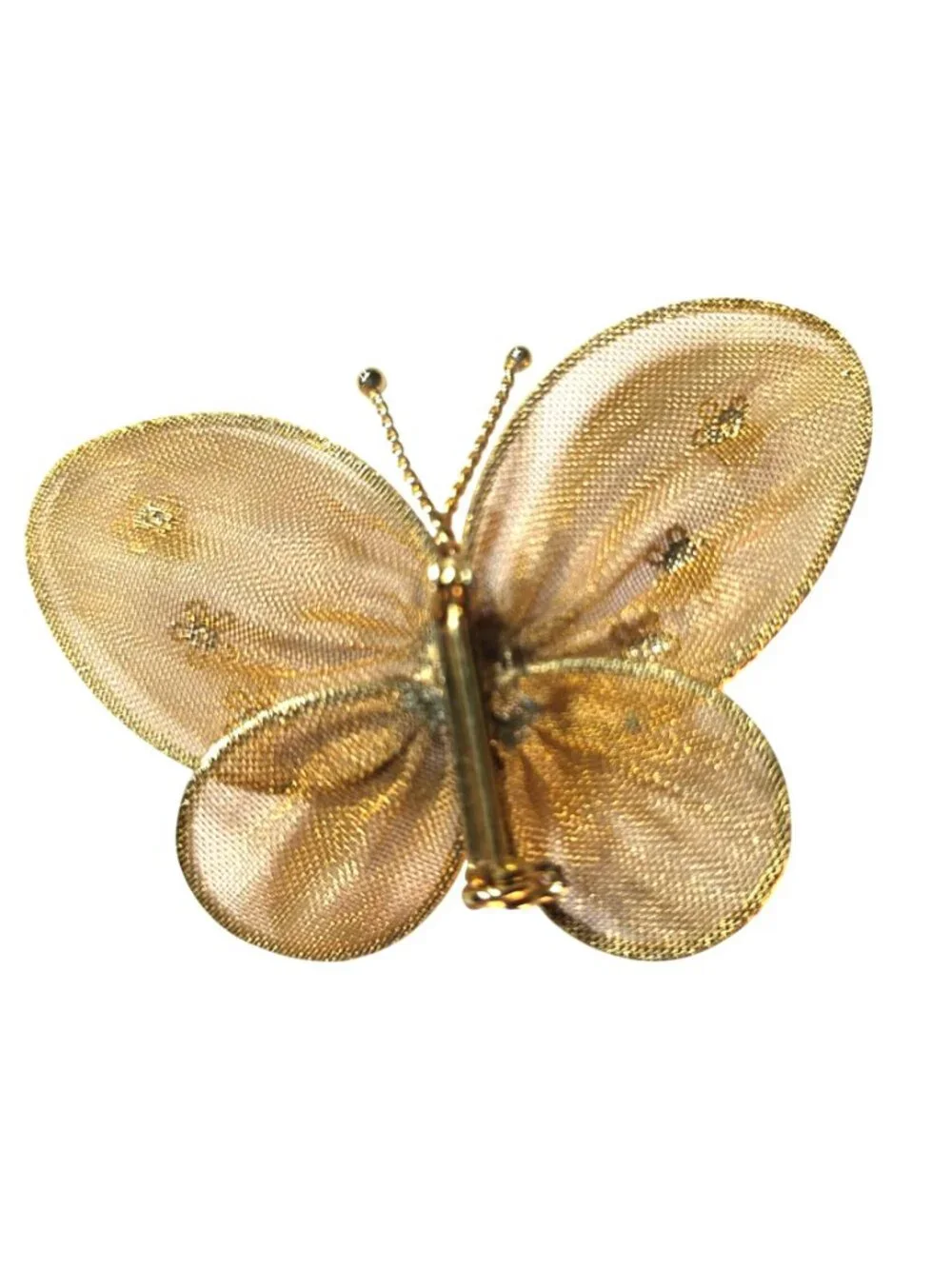 Set Of 2 Gold-Tone Butterfly Mesh Brooches Floral Vtg fairycore boho jewelry